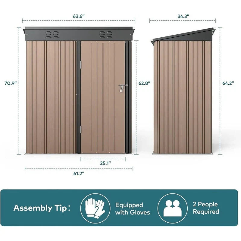 Abri de jardin en métal pour outils avec porte verrouillable pour mobilier de jardin et outils