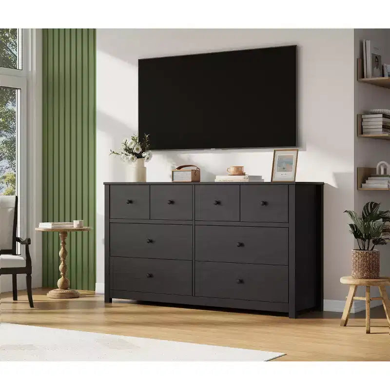 Modern 8-Drawer Dresser for Bedroom, Wide Wood Chest of Drawers with Deep Storage, Freestanding Organizer Cabinet Furniture for Living Room