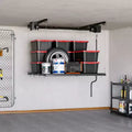 Adjustable Heavy-Duty Overhead Garage Storage Rack, Ceiling-Mounted with Safety Lock, 250 lb Capacity for Bins, Tools, Bikes, and Garage