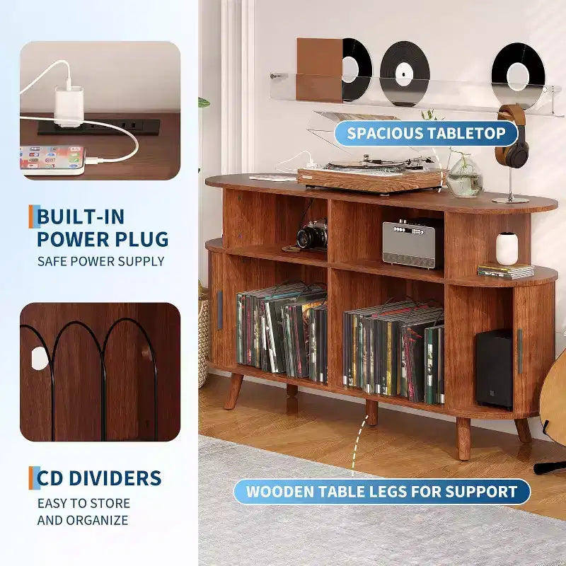 COZONY 6-Bottle Storage Cabinet w/ Glass Holder & Open Shelves for Kitchen, Dining Room & Living Area