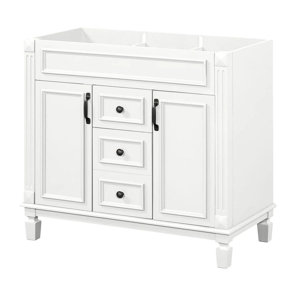 36'' Modern Bathroom Vanity with Top Sink and Mirror Cabinet,2 Doors and 2 Drawers
