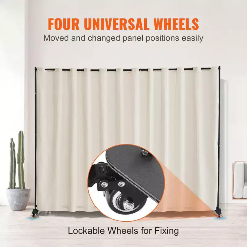 VEVOR Room Divider, Portable Panel Room Divider with Wheels Curtain Divider Stand, Freestanding Room Divider Privacy Screen for Office, Beige