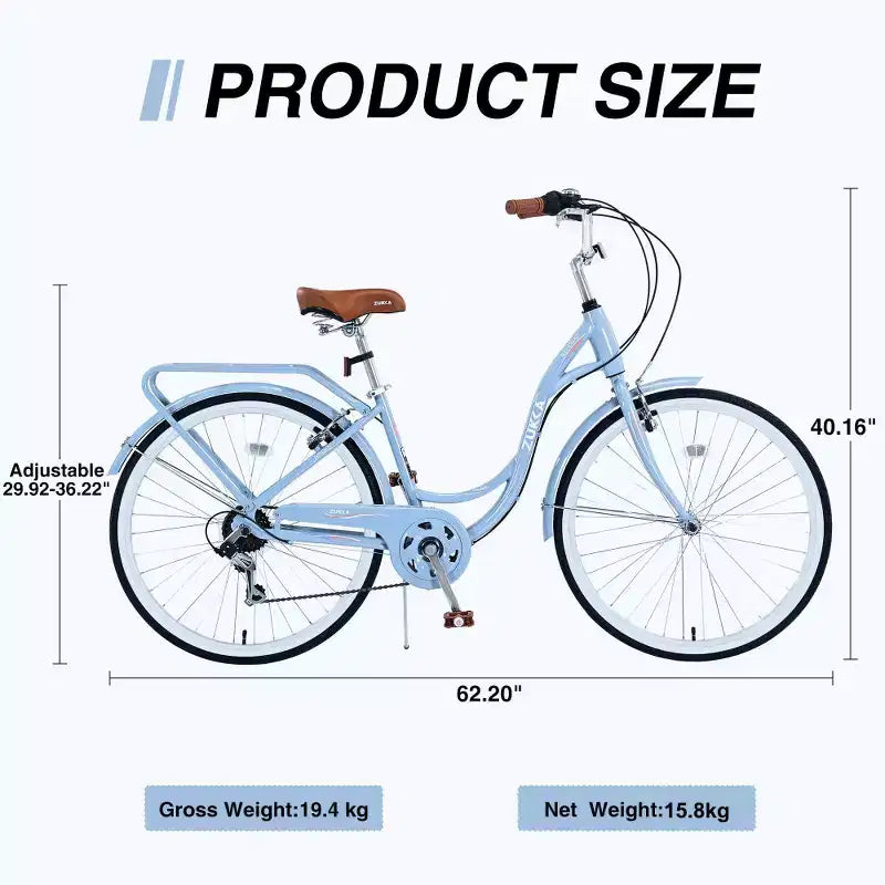 Vélo de ville femme Zeus & Ruta 24 pouces, 7 vitesses, cadre acier