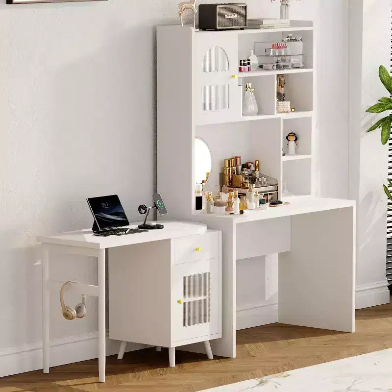 Okak Modern Home Office Wooden Computer Desk with Desktop/Chair & Bookshelf,Teens Student Storage Writing Desk for Study,Office