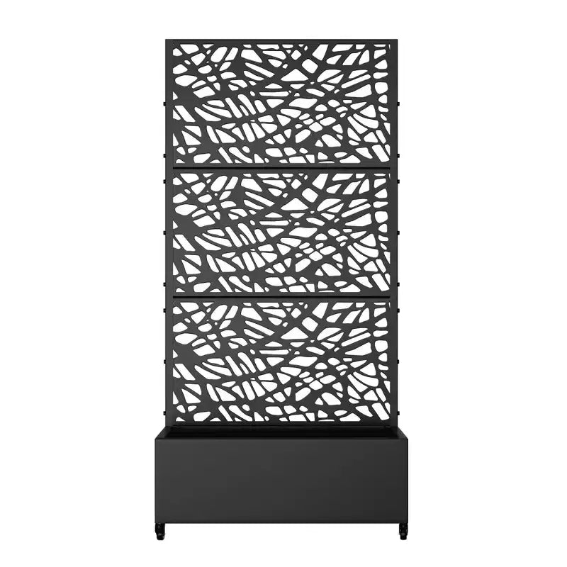 MAYEERTY Planter Box with Trellis Iron Black Net 01 Style 72x47x16in 3-Piece Set
