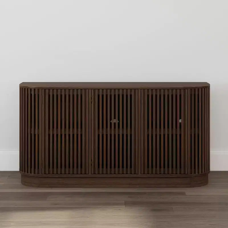 Plank+Beam Contour Solid Wood Sideboard with 3 Doors, 59 TV Stand for Living Room