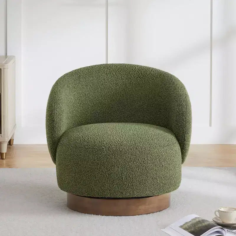 Spruce&Spring Upholstered Swivel Accent Barrel Chair with Wood Base