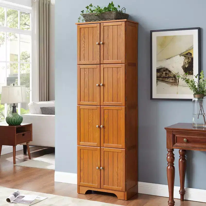 72-Inch Tall Storage Cabinet with 8 Doors and 4 Shelves for Living Room, Kitchen, or Office