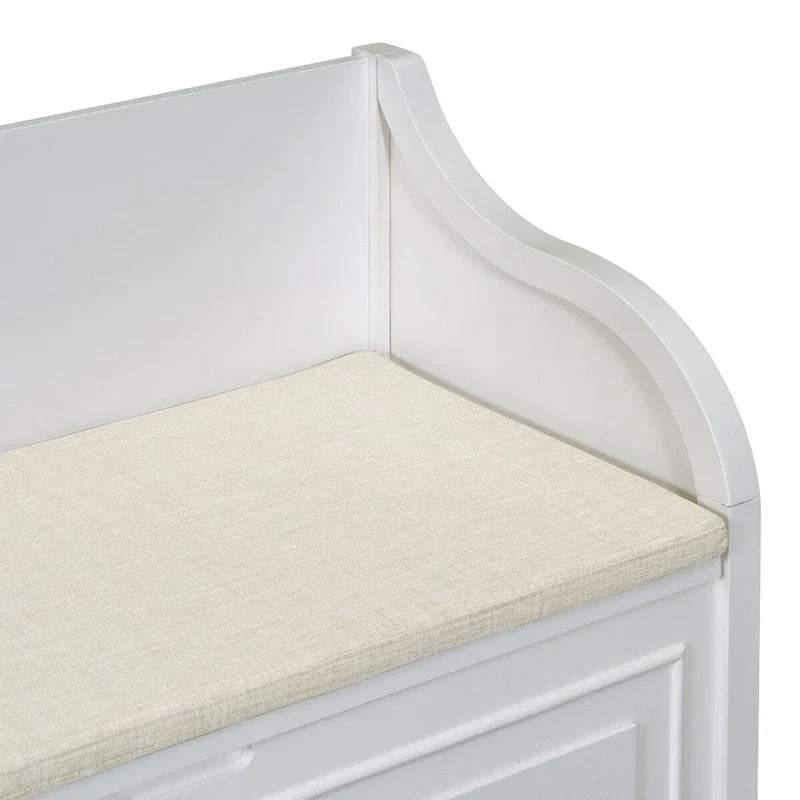 Rustic Solid Wood Entryway Storage Bench with Safety Hinge
