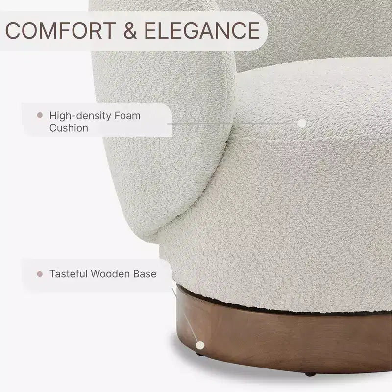 Spruce&Spring Upholstered Swivel Accent Barrel Chair with Wood Base