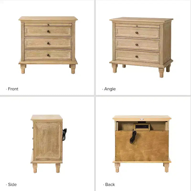Giorgio 3 - Drawer end table with Built-In Outlets Set of 2|HULALA HOME