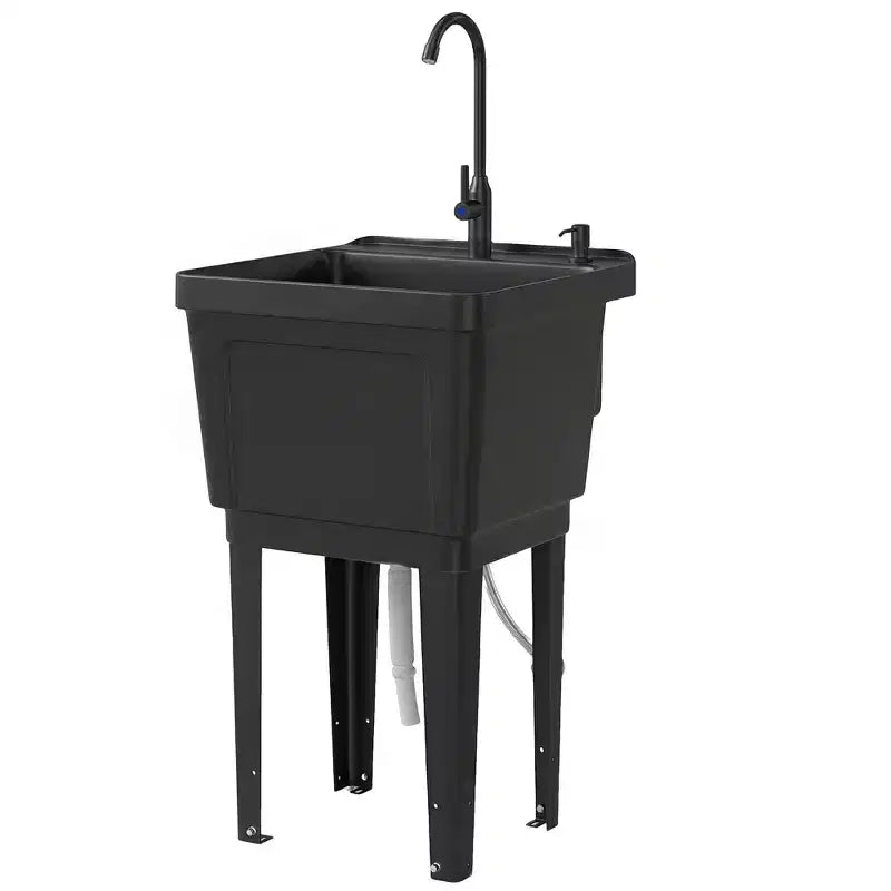Portable Utility Sink Laundry Tub, Freestanding Laundry Sink with Faucet Soap Dispenser Hoses