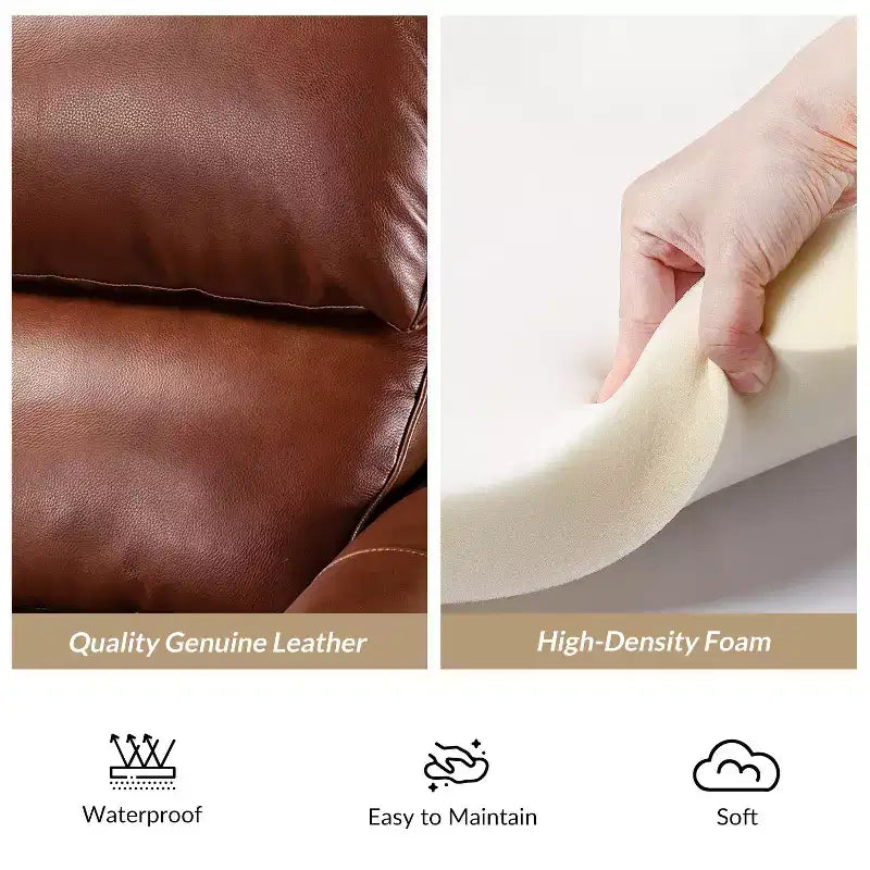 Set of 2 Elisabete Modern Wingback Genuine Leather Recliner with Vintage Nail Head Trim for Living Room and Bedroom| ART OF LIVING DESIGNS