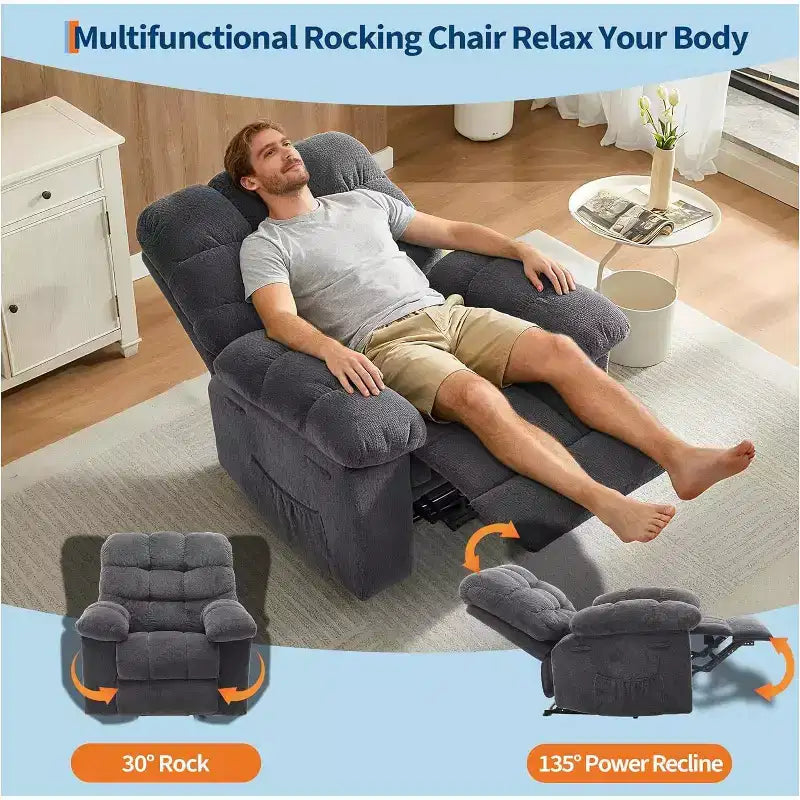 Manual recliner, ergonomic breathable fabric recliner with side pockets, single sofa, suitable for living room bedroom