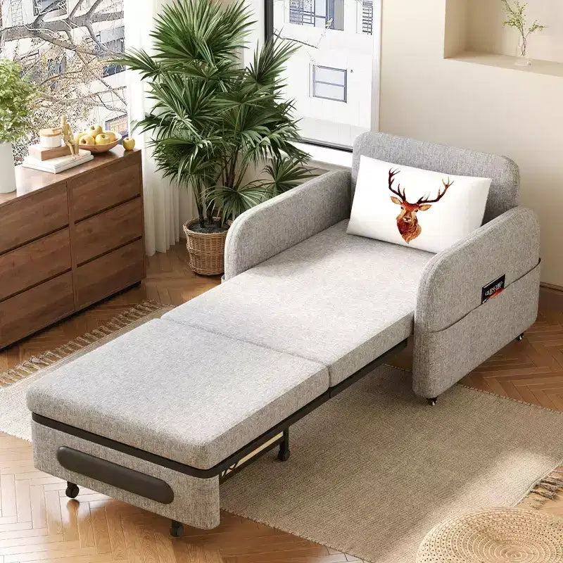 Fauteuil convertible 3-en-1 Gaoyangjiaju avec tiroir de rangement - Canapé-lit gigogne avec poche latérale et oreiller - Gris