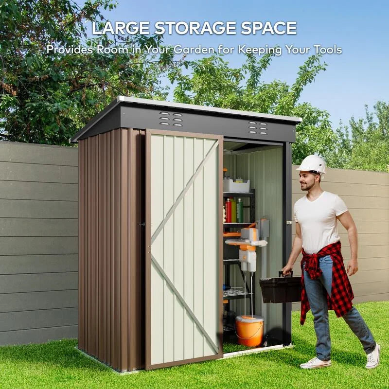 Abri de jardin en métal pour outils avec porte verrouillable pour mobilier de jardin et outils
