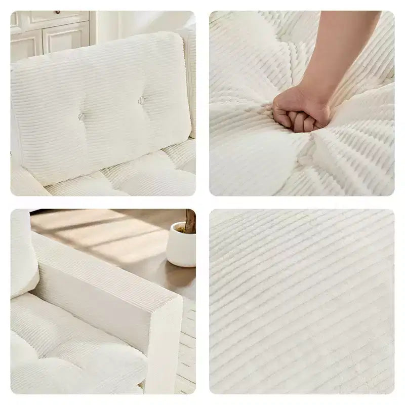 Mjkone 71'' 2-in-1 Convertible Futon Sofa Bed, Corded Fabric Foldable Tufted Buttons Loveseat Sleeper Sofa,Space-Saving