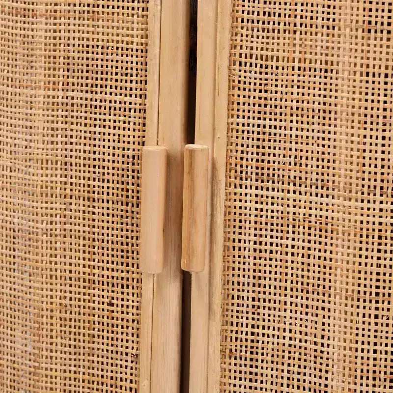 bali & pari Yanka Natural Rattan Storage Cabinet Natural: Handcrafted, 2-Shelf, Bohemian Design