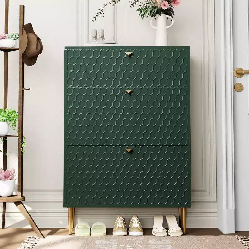 CLIHOME 24 Pair Entryway Shoe Storage Organizer Cabinet Flip Drawers Closet Shoe Rack Shelf Organizer