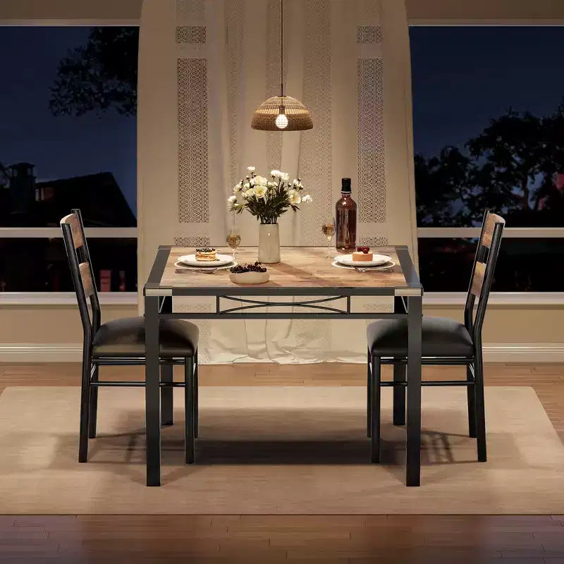 Ensemble table à manger pour 4 personnes, avec 4 chaises rembourrées, ensemble de 5 pièces de table de cuisine en bois avec protecteur de coin pour cuisine, appartement, petit espace.