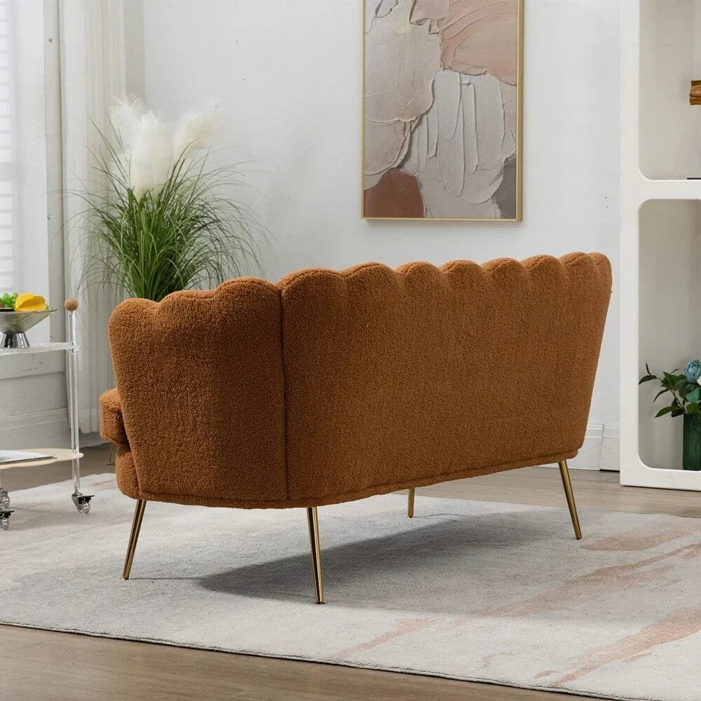Small Mini Room Couch Two-Seater Sofa with Gold Metal Leg - 2 Seat