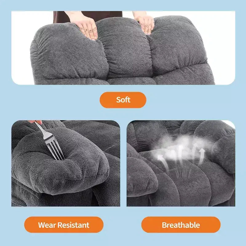 Manual recliner, ergonomic breathable fabric recliner with side pockets, single sofa, suitable for living room bedroom
