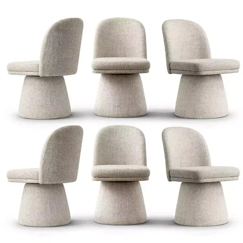 Set of 6 Modern 360 Swivel Armless Dining Chairs with Pedestal-style Base, Elegant Accent Chairs for Kitchen, Dining Room, or Office-Panipeachy