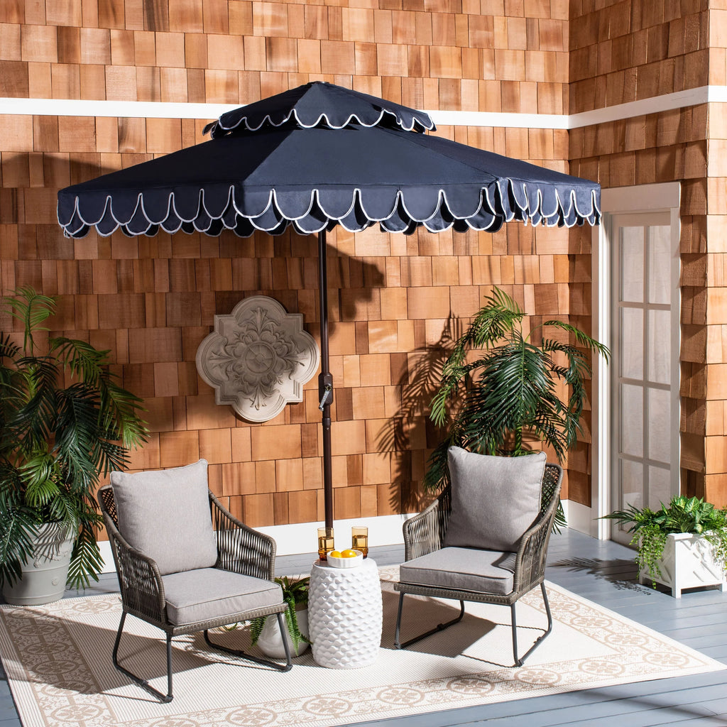 SAFAVIEH Outdoor Kjerstin Valance 9Ft Double Top Umbrella