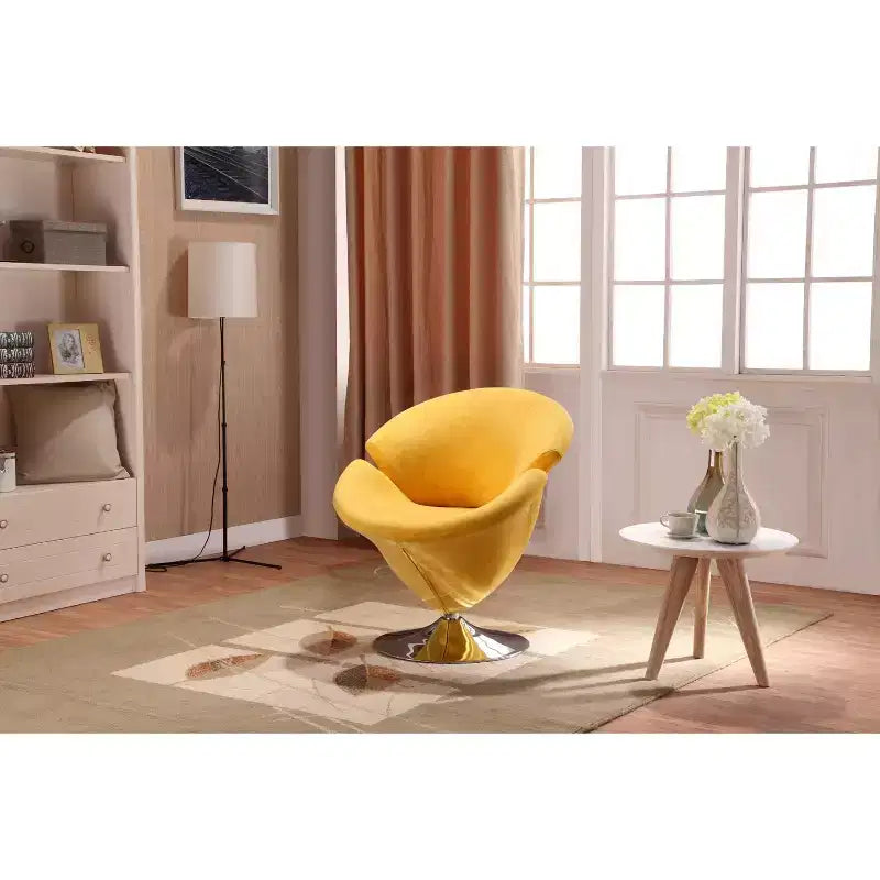 Manhattan Comfort Set of 4 Tulip Swivel Accent Chair Orange/Yellow: Velvet Upholstery, No Assembly Required