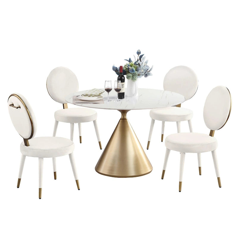Morden Fort Modern Luxury 5- Piece Round Dining Table and Chair Set