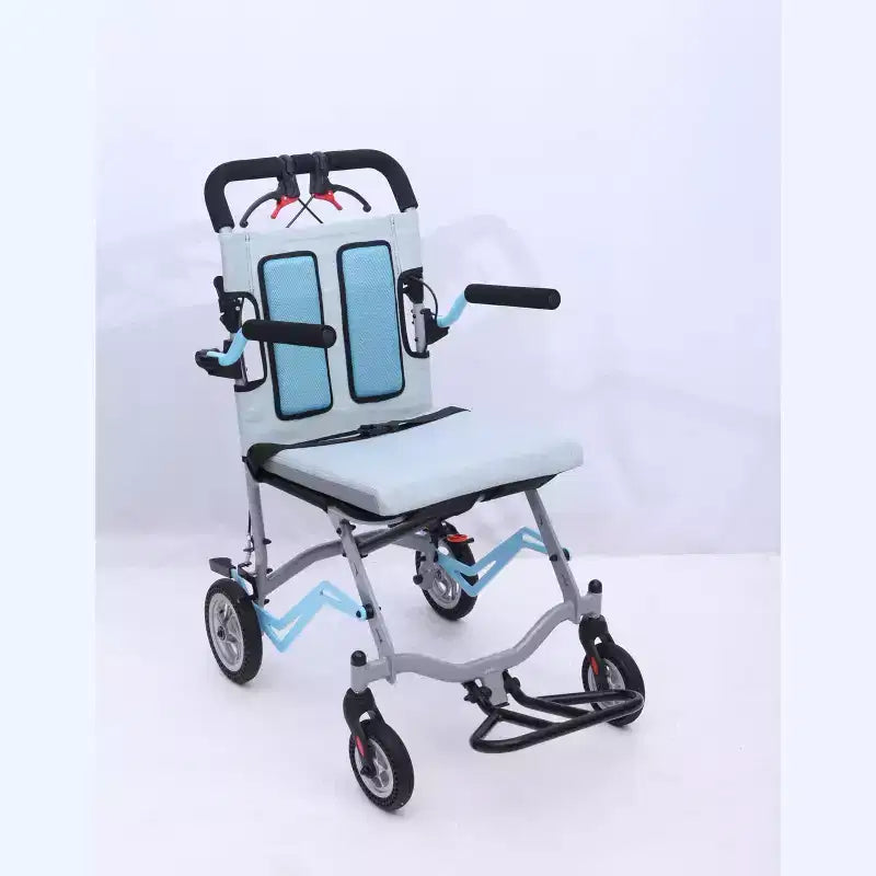 Ultra Lightweight Elderly Transport Wheelchair Portable Lightweight Folding Transport Chair, with Locking Handbrake, Removable Flip Armrests