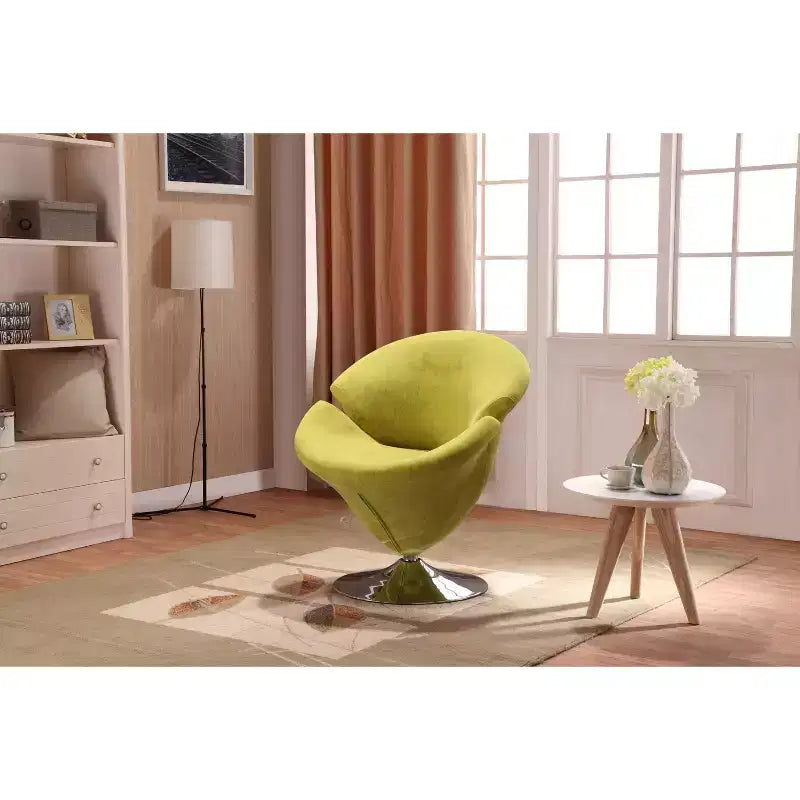 Manhattan Comfort Set of 4 Tulip Swivel Accent Chair Orange/Yellow: Velvet Upholstery, No Assembly Required