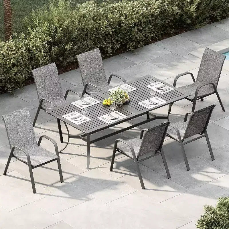 Chaises de patio, Lot de 4/6 chaises de salle à manger empilables d'extérieur en textilène léger résistant aux intempéries avec accoudoirs pour jardin, terrasse de piscine
