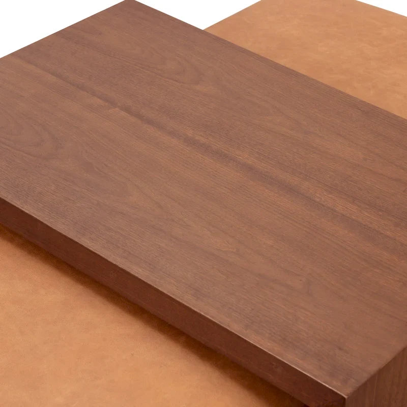Ottoman Poly & Bark Jarmo avec table en noyer réglable – Cuir pleine fleur véritable italien