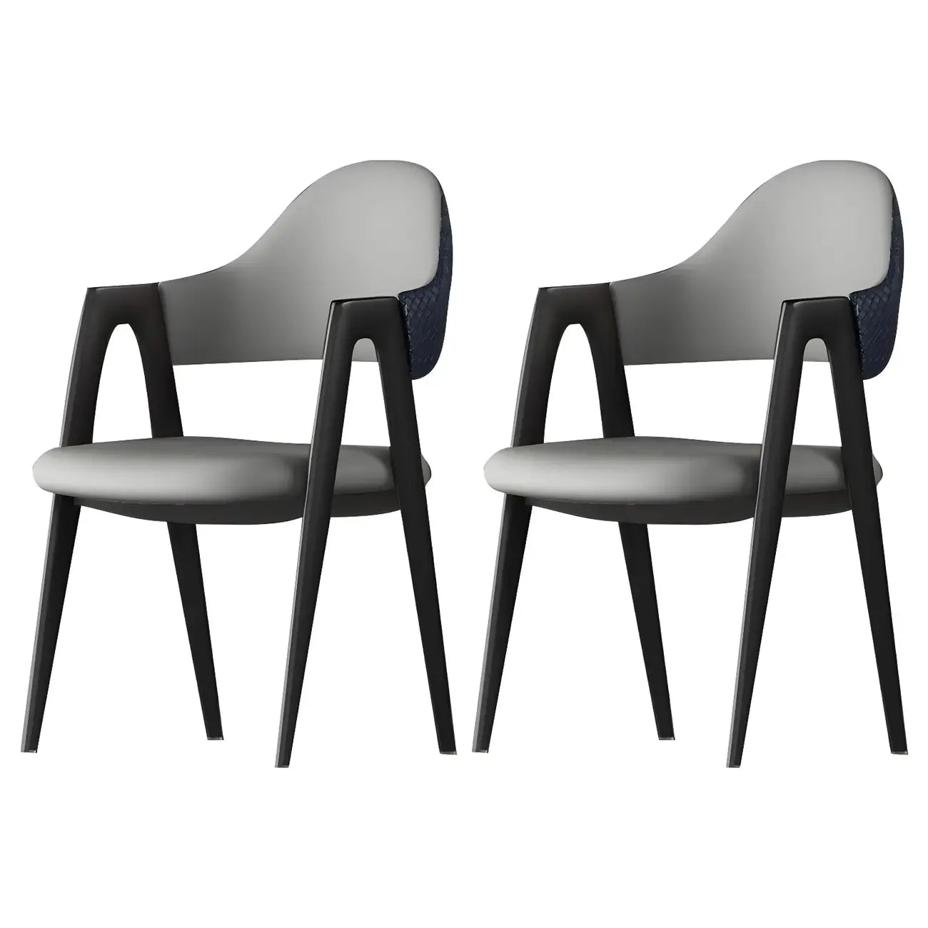 Modern Leather Curved Open Back Arm Dining Chair