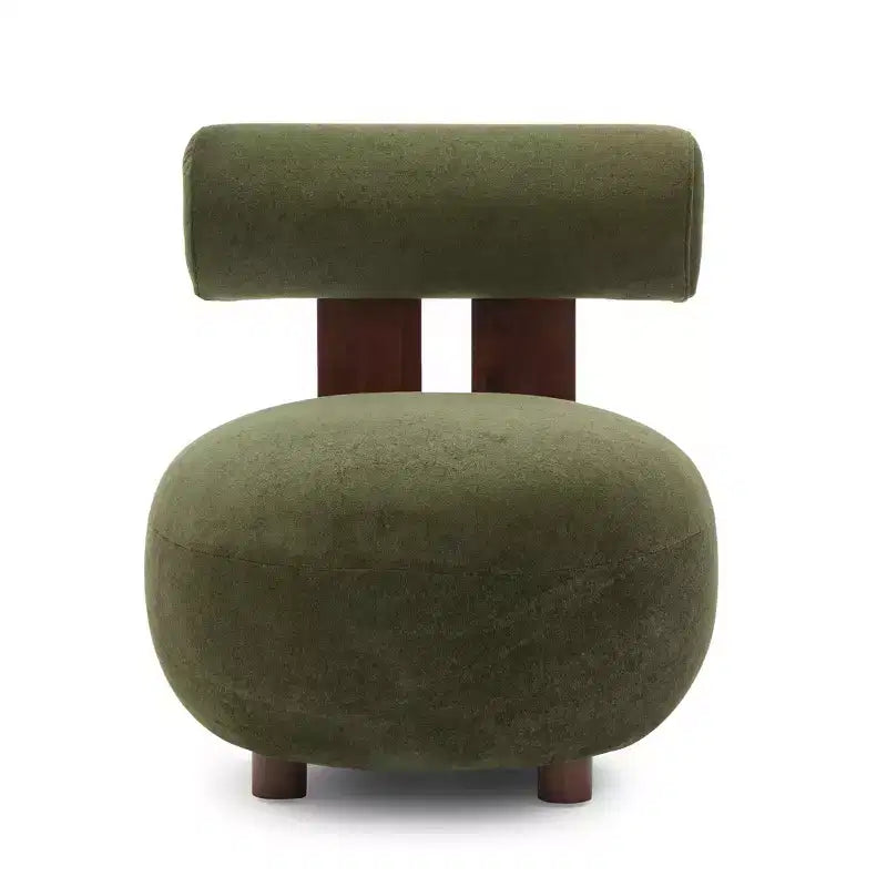Christopher Knight Home Chariya Modern Rubberwood Velvet Upholstered Sculptural Accent Chair with Cylindrical Backrest