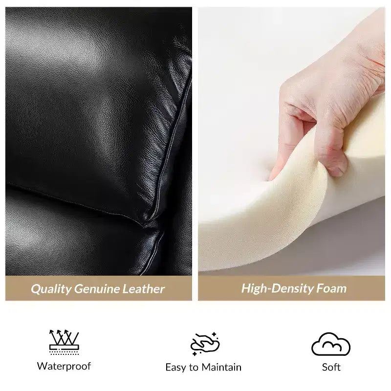 Set of 2 Elisabete Modern Wingback Genuine Leather Recliner with Vintage Nail Head Trim for Living Room and Bedroom| ART OF LIVING DESIGNS