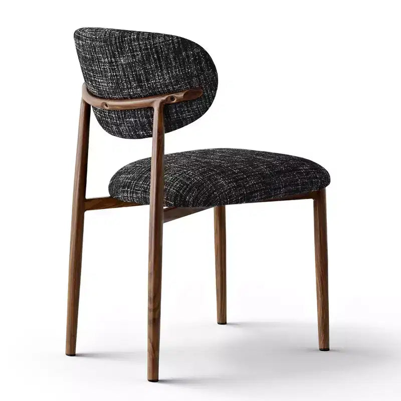 Set of 4 Modern Upholstered Dining Chairs with Curved Backrest, Iron Frame Armless Side Chairs for Dining Room, Kitchen-Panipeachy