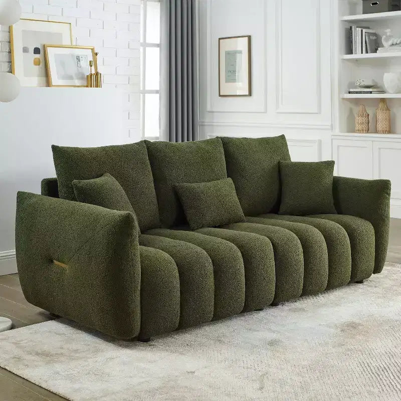GDFStudio Alanna Canapé 3 places moderne en tissu peluche 79,5 po avec oreillers