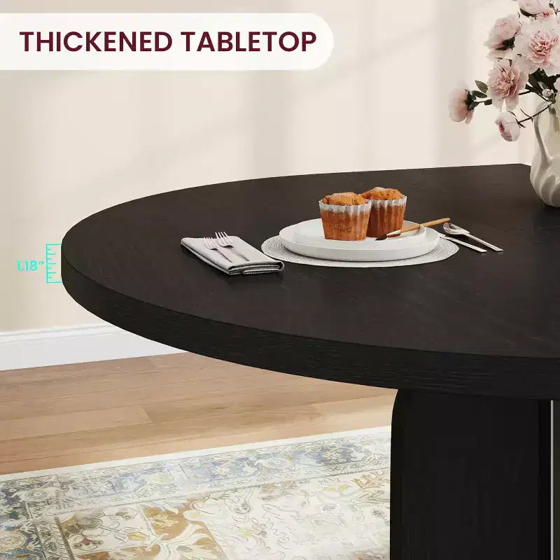 47-63 Extendable Round Dining Table for 4-8, Farmhouse Wood Expandable Kitchen Table with Metal Frame, Oval Space Saving for Apartment, Retro Gray