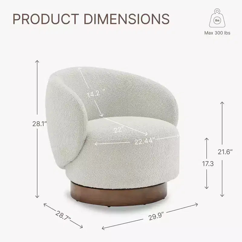 Spruce&Spring Upholstered Swivel Accent Barrel Chair with Wood Base