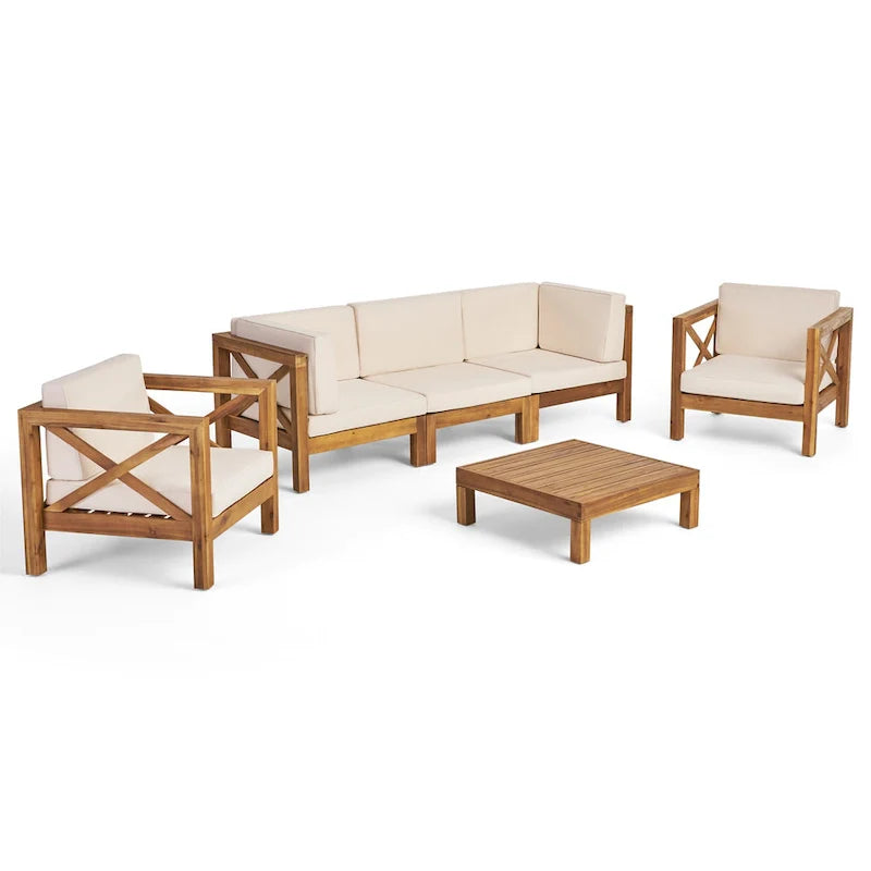 Brava Outdoor Acacia Wood 6-piece Chat Set by Christopher Knight Home