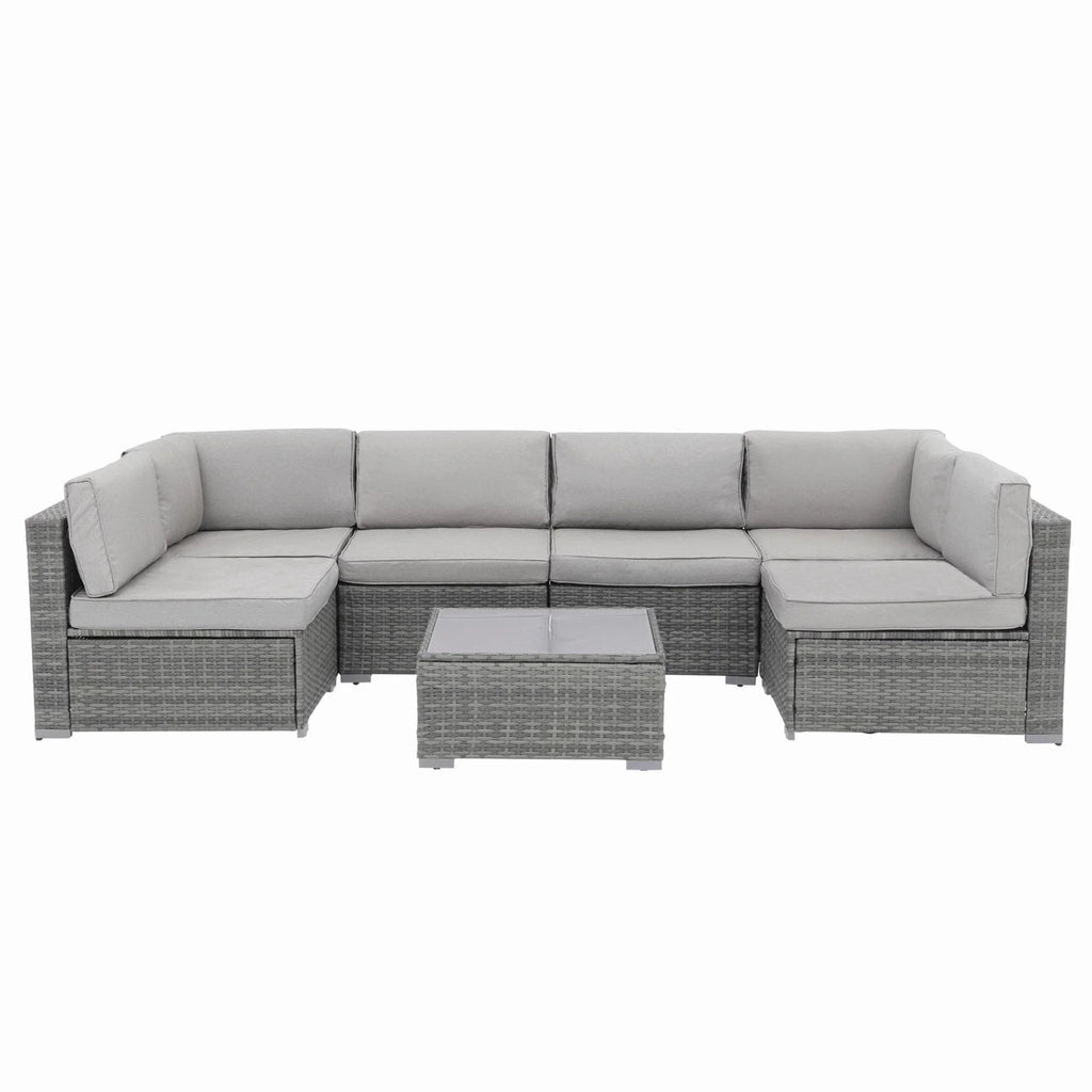 Wicker/ Steel 7-piece Outdoor Cushioned Sectional Sofa Set