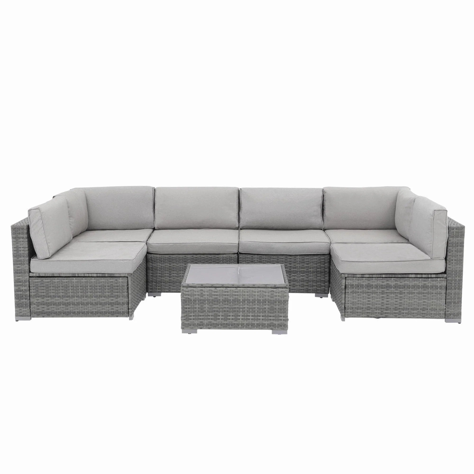 Wicker/ Steel 7-piece Outdoor Cushioned Sectional Sofa Set