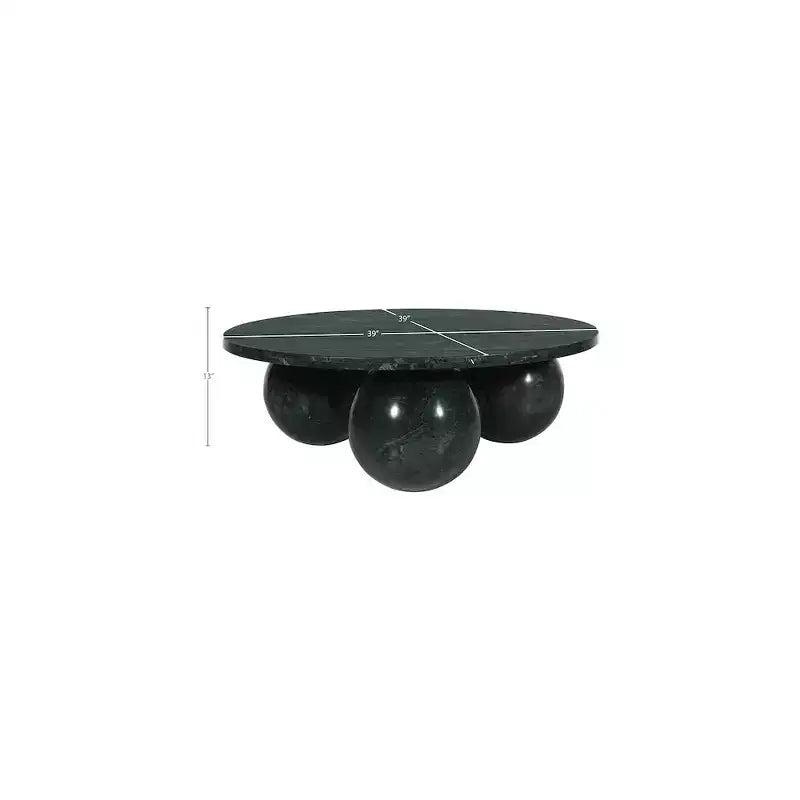 Round Marble Coffee Table with Sphere Legs, Multicolor, Seats 4鈥?