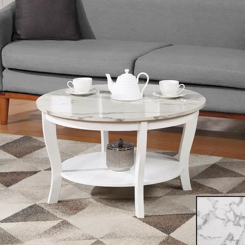 Convenience Concepts American Heritage Round Coffee Table with Shelf