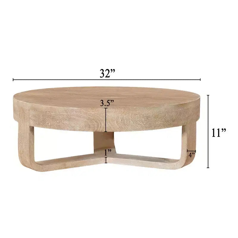 Royal Hampton 32 Inch Round Top Coffee Table with Open Sled Base
