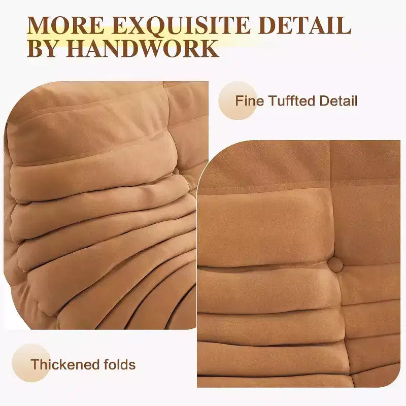 Oversized Fireside Bean Bag Sofa & Ottoman, Pet-Friendly Faux Suede Loveseat for Living Room, Office, No Assembly