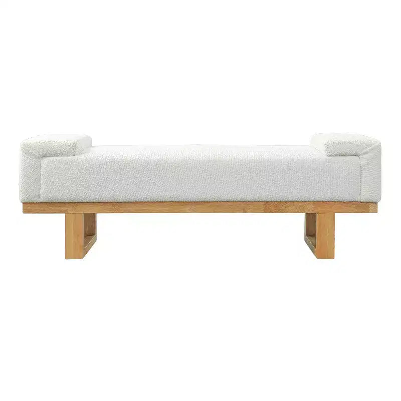 Christopher Knight Home Paulina Modern Rubberwood Boucle Upholstered Bench