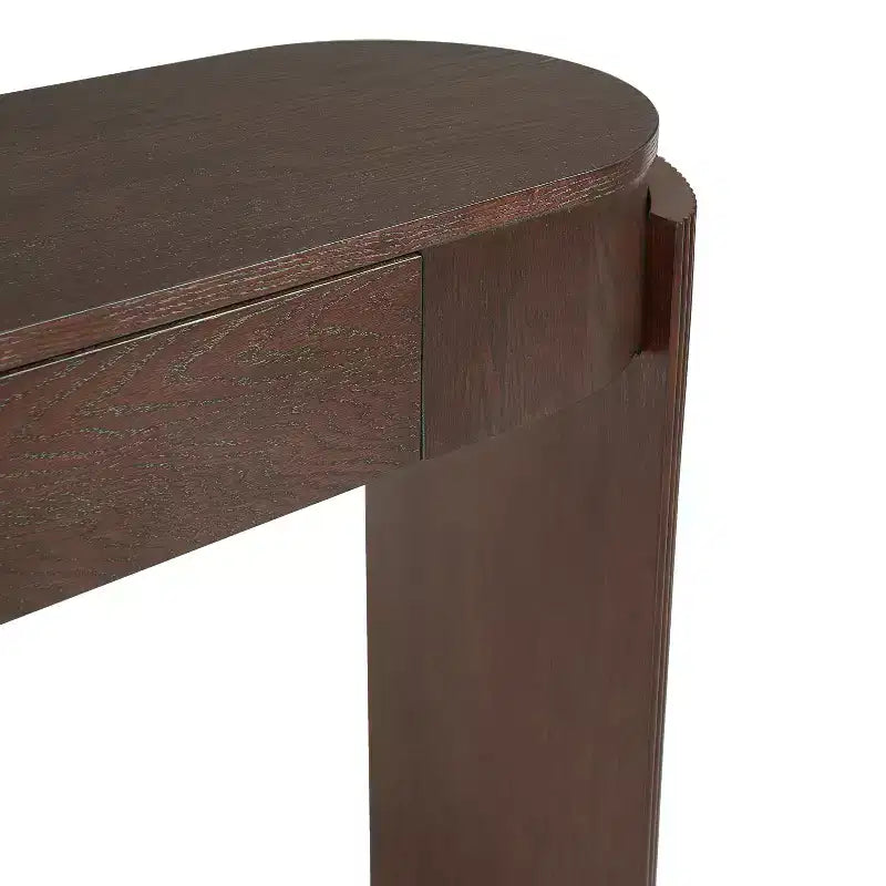 Merax Modern Oval-Top Console Table with Fluted Curved Legs & Dual Hidden Drawers